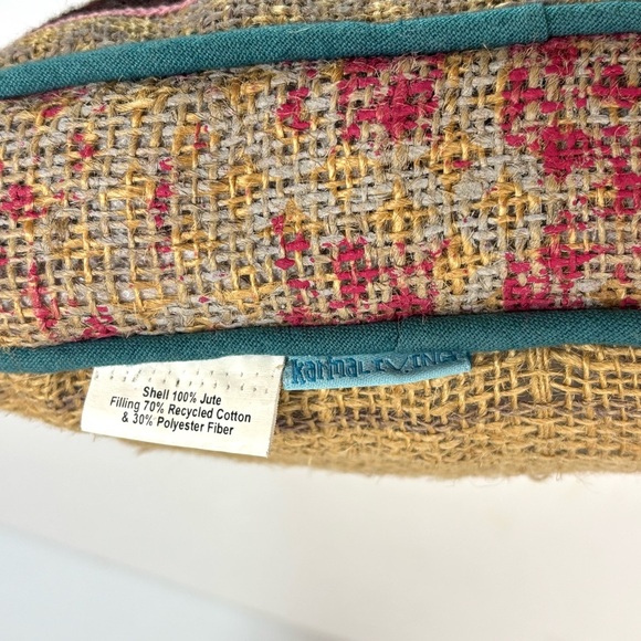 Karma Living Boho Colorful Floral Embroidered Throw Pillow 21x13” Made In India - Picture 7 of 8